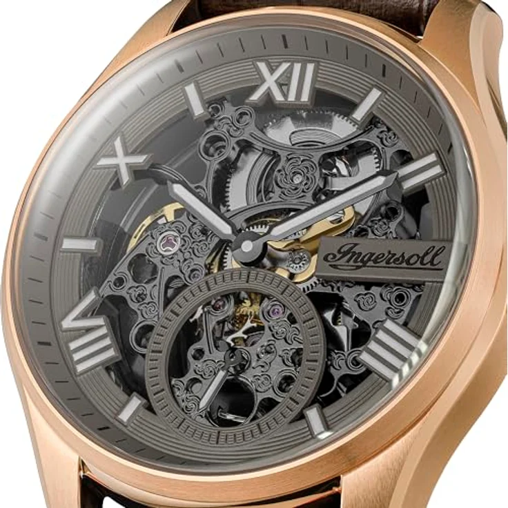 Ingersoll Die Maverick, 48 mm automatische Herrenuhr mit grauem Zifferblatt, braunem Lederarmband und 50 m Wasserdichtigkeit - I17402 – Bild 4