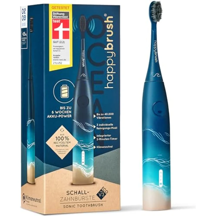 happybrush, Elektrische Zahnbürste, ECO VIBE 3 Starterkit Ocean – Bild 1