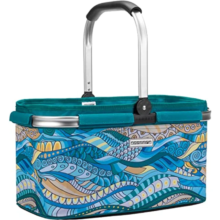 anndora Einkaufskorb mit Klapphenkel, 22 Liter, 48 x 30 x 25 cm, ocean blue – Bild 2