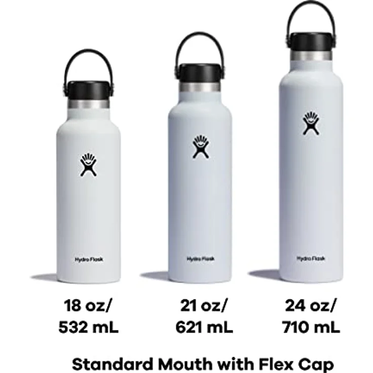 HYDRO FLASK - Trinkflasche 709ml (24oz) - Vakuumisolierte Wasserflasche aus Edelstahl - Sportflasche mit auslaufsicherem Flex Cap - Thermoflasche Spülmaschinenfest - Standard-Öffnung - Indigo – Bild 5