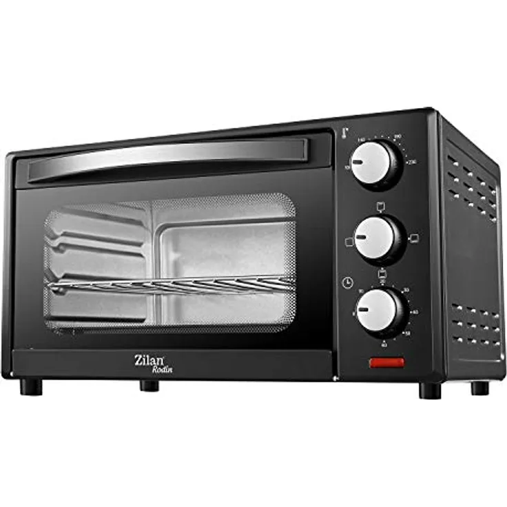 Zilan ZLN0973 Minibackofen, 15 Liter, Pizzaofen mit Ober- und Unterhitze, 1200 W, schwarz