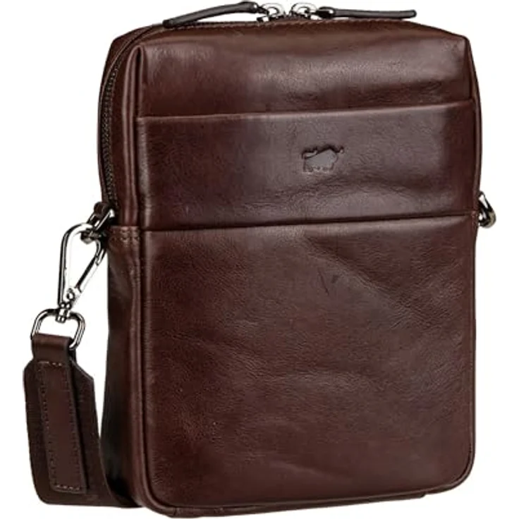 Braun Büffel Arezzo, Handtasche aus vegetabil gegerbtem Rindleder mit sportlichem Gurtband, Braun – Bild 1