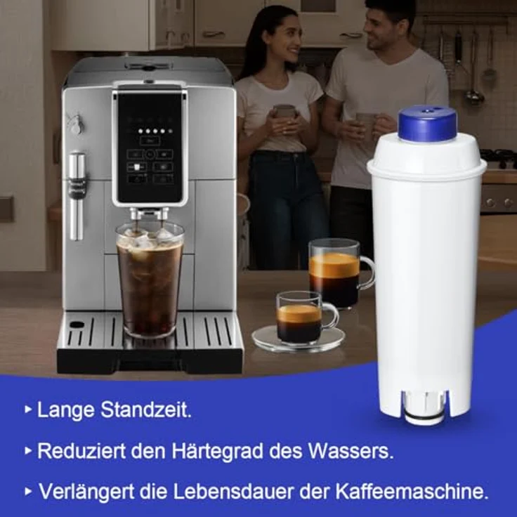 Filswa Wasserfilter DLSC002 für De'Longhi Kaffeemaschinen, 6 Stück Filterkartusche zur Reduzierung von Kalkbildung und Verlängerung der Lebensdauer – Bild 4