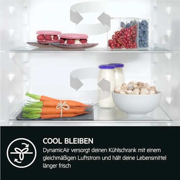 AEG TK6DS18WEC 6000 Einbaukühlschrank, 310 l, Energieeffizienzklasse E, 1769 mm hoch, weiß, DynamicAir Technologie, TouchControl-Bedienelement, ExtraZone-Schublade – Bild 7