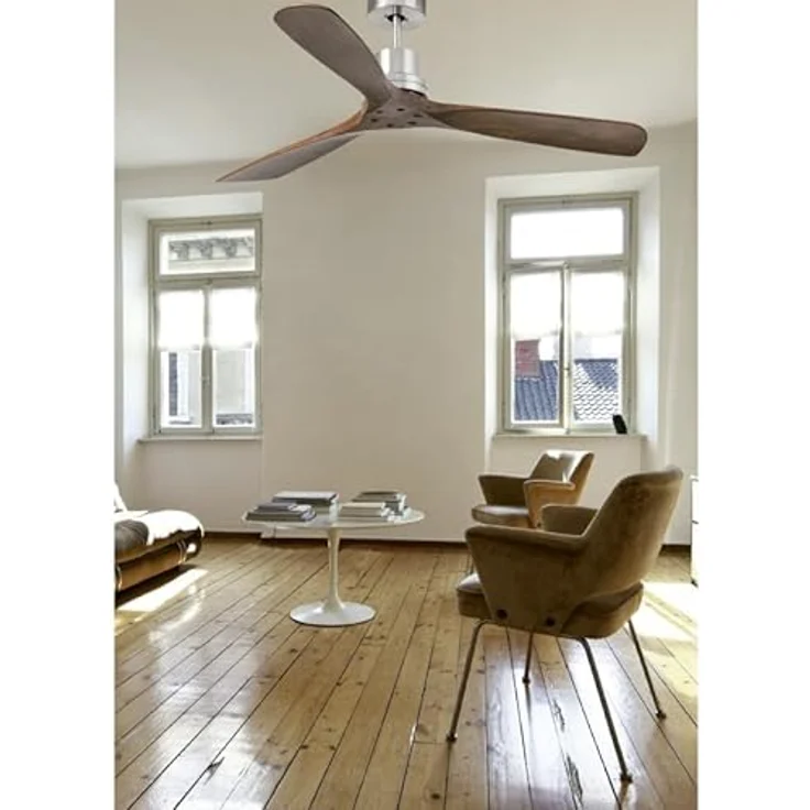 FARO BARCELONA Deckenventilator Barcelona 33370DC LANTAU Niquel/Nussbaum, Nickel satiniert, DC-Motor, nicht dimmbar – Bild 3
