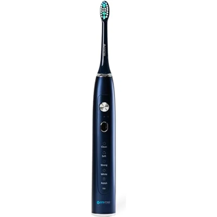 OROMED ORO-SONIC X PRO Elektrische Zahnbürste Schallzahnbürste 5 Modi Timer Etui, Akkubetrieben, bis zu 45 Tage Laufzeit, inkl. 2 Bürstenköpfen, Reiseetui - Blau – Bild 7