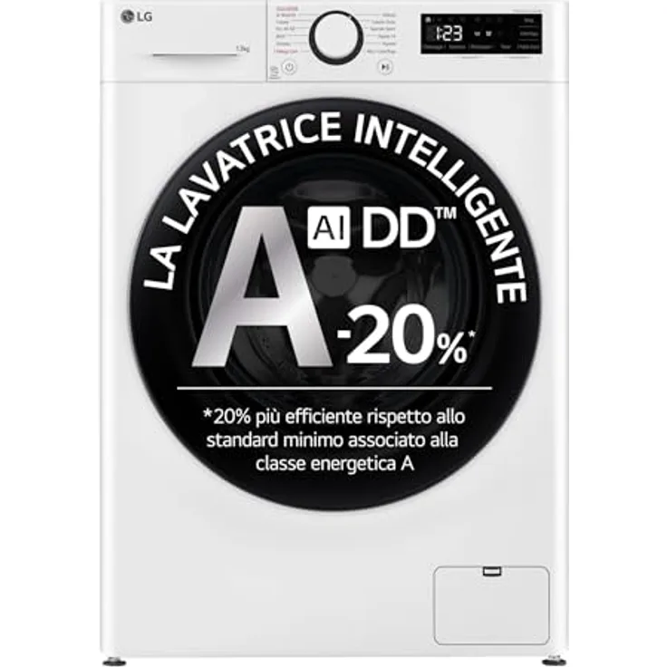 LG AI DD F4R3013NSWB, Waschmaschine Frontlader, 13 kg, A-20%, 1400 U/min, AIWash, Dampfwäsche, Direct Drive, Weiß