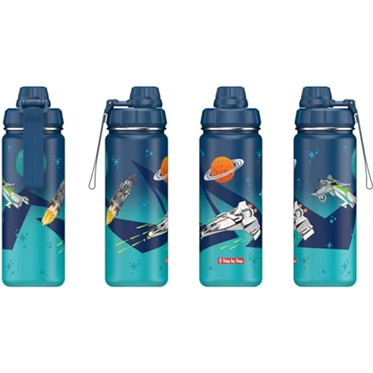 Step by Step Edelstahl Trinkflasche, 0,5 l, Drehverschluss, Farbe Starship (hellblau/dunkelblau) – Bild 3