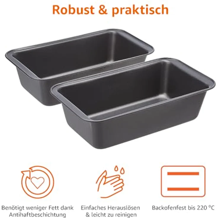 AmazonBasics Brotbackform, antihaftbeschichtet, Karbonstahl, 23,5 x 12,7 cm, 2er-Pack – Bild 2