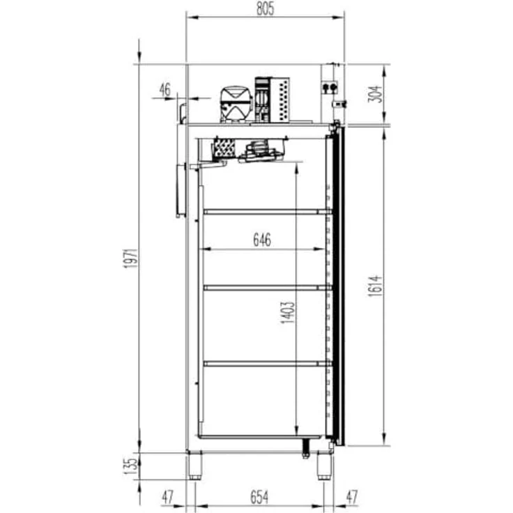 GASTROHERO Kühlschrank PROFI 1400 GN 2/1 Superior, Edelstahl, 934 Liter Nettovolumen, mit digitalem Thermostat – Bild 2