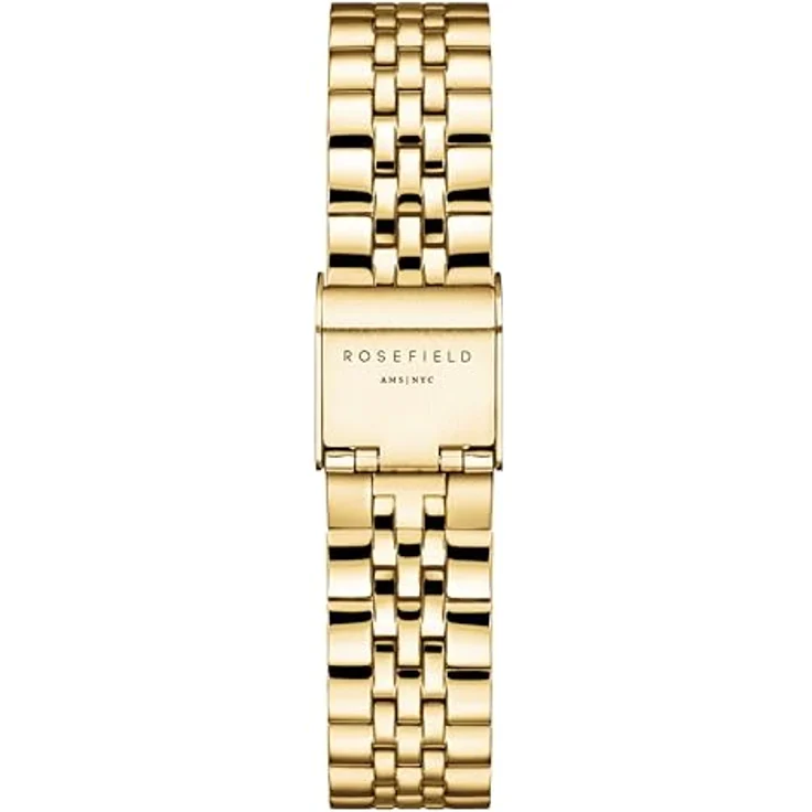 ROSEFIELD Quarzuhr Boxy XS, Goldfarbene Armbanduhr mit Datumsanzeige, mattweißem Zifferblatt und vergoldetem Edelstahlarmband – Bild 3