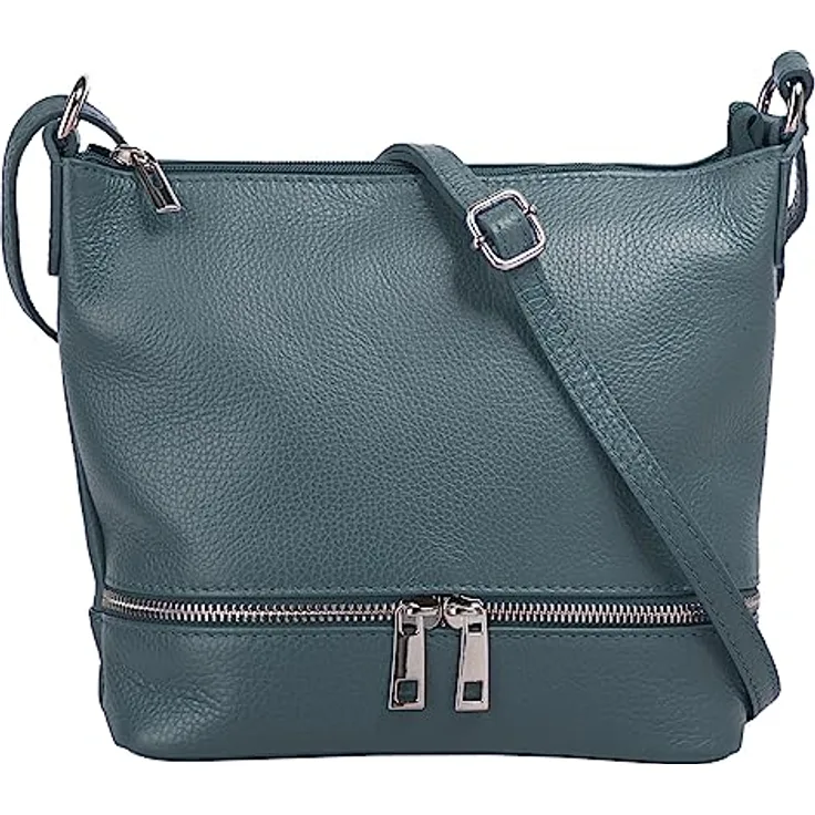 Cluty Umhängetasche, echt Leder, Made in Italy, 20x23x3 cm, verstellbarer Schultergurt, glänzende Details