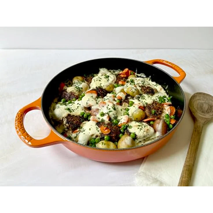 LE CREUSET Signature Gusseisen-Pfanne, 27,9 cm, Flamme - Emailliertes Gusseisen für hervorragende Wärmeverteilung und -speicherung – Bild 5