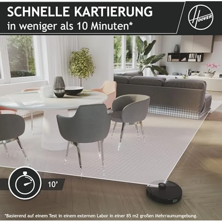 Hoover HG4 Saugroboter - Staubsauger Roboter mit bis zu 4000Pa Saugkraft, Lasernavigation & App-Steuerung - Roboterstaubsauger mit Ladestation mit automatischer Rückkehr & Hindernissensor [HG410D] – Bild 4