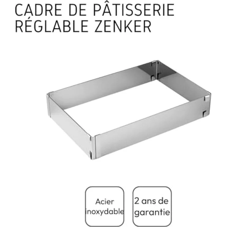 Zenker Backrahmen ausziehbar ''Patisserie'' verstellbarer Backrahmen Tortenrahmen rechteckig, 27,5 - 52 cm x 18,5 - 34 cm, Menge: 1 Stück – Bild 5