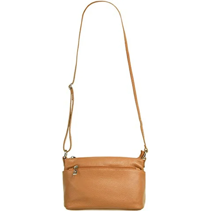Cluty Umhängetasche, Echtleder, Made in Italy, 15 cm x 27 cm, mit Reißverschlusstaschen, klassisches Design – Bild 7