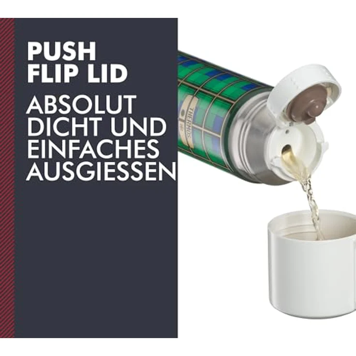 Thermos THERMOS REVIVAL BEVERAGE BOTTLE 0,50l, retro green, Edelstahl Isolierflasche mit Trinkbecher, 18 h heiß / 24 h kalt, spülmaschinenfest, absolut dicht, BPA-frei – Bild 3