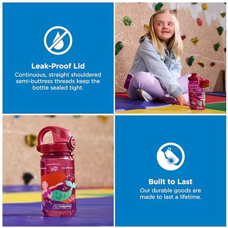 Nalgene OTF Kids Sustain, Kindertrinkflasche mit Einhanddruckverschluss, 0,35 L, BPA-frei, bruchfest – Bild 2