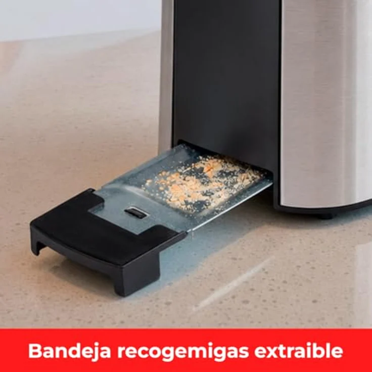 Fagor BigToast Steel Toaster, 1000 W mit breitem Schlitz für 2 große Toasts, Edelstahl, 6 Bräunungsstufen, Auftaufunktion, Krümelschublade – Bild 4