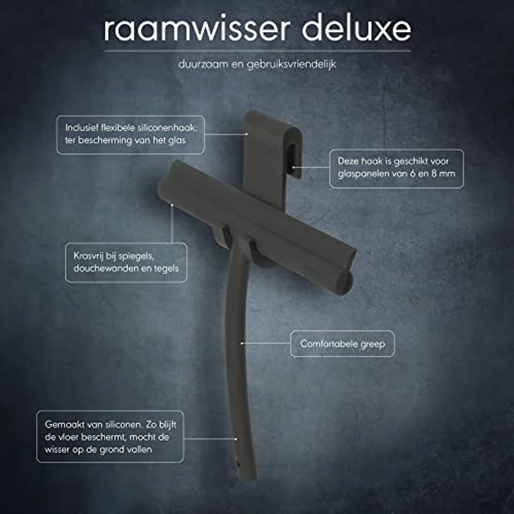 Sealskin Glaswischer Deluxe Duschabzieher, Silikon, schwarz, 26 cm – Bild 3