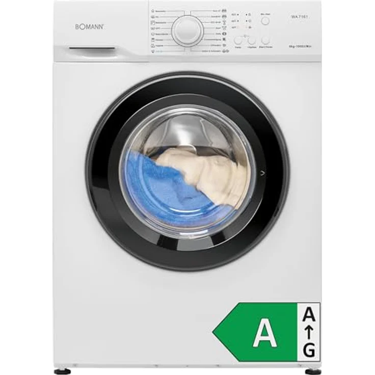 Bomann® Waschmaschine WA 7161, 6kg Fassungsvermögen, 1000 U/Min., 16 Waschprogramme, Edelstahl-Trommel, Energieeffizienzklasse A – Bild 2