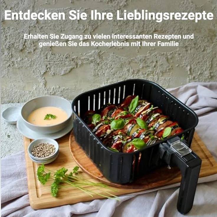 KLAMER Heißluftfritteuse XL 5,5l, Multifunktionale Heissluftfritteuse, ölfreie Fritteuse, 1700W Airfryer, schwarz – Bild 5