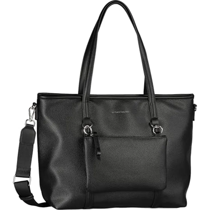 TOM TAILOR Shopper Jamila, Platzwunder mit 2-in-1-Funktion aus genarbtem Lederimitat, schwarz