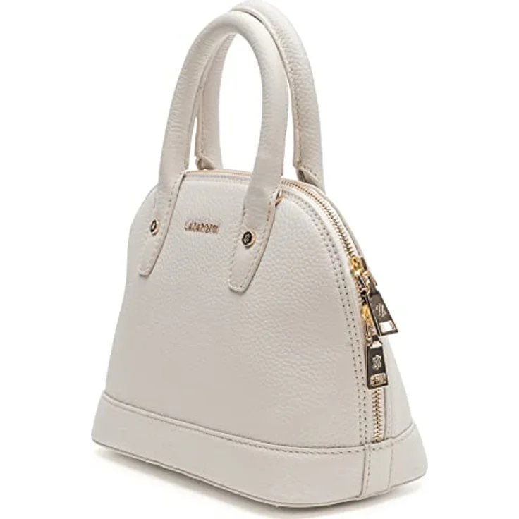 Lazarotti Bologna Leather Handtasche, Leder 24 cm, Beige mit verstellbarem Schulterriemen und mehrfachen Fächern – Bild 2