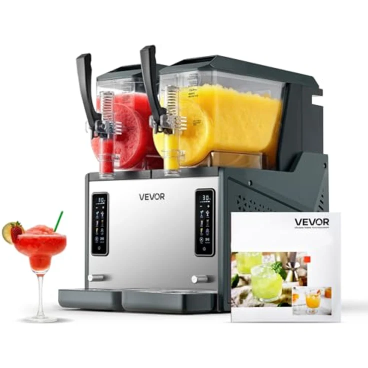 VEVOR Slush Maschine 2 x 4 L, Elektrische Margarita-Maschine mit Selbstreinigungsfunktion, 455 W für Frozen Margaritas und Milchshakes – Bild 1