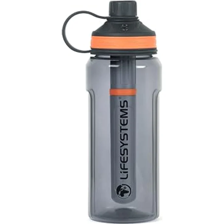 Lifesystems Wasserfilterflasche „Filter + Purifier“, 1000ml, Grau, mit Schnellfluss-Technologie und langlebigem Filter für bis zu 600 Liter Wasser – Bild 1