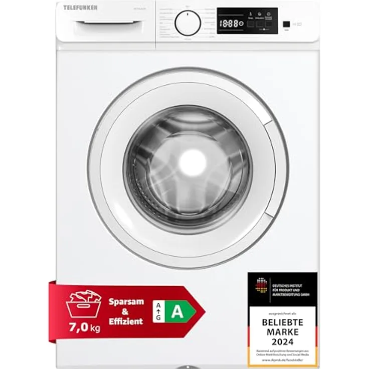 Telefunken Waschmaschine 7kg Frontlader 1400 U/Min. Inverter Motor Schontrommel 15 Programme W714A1W weiß