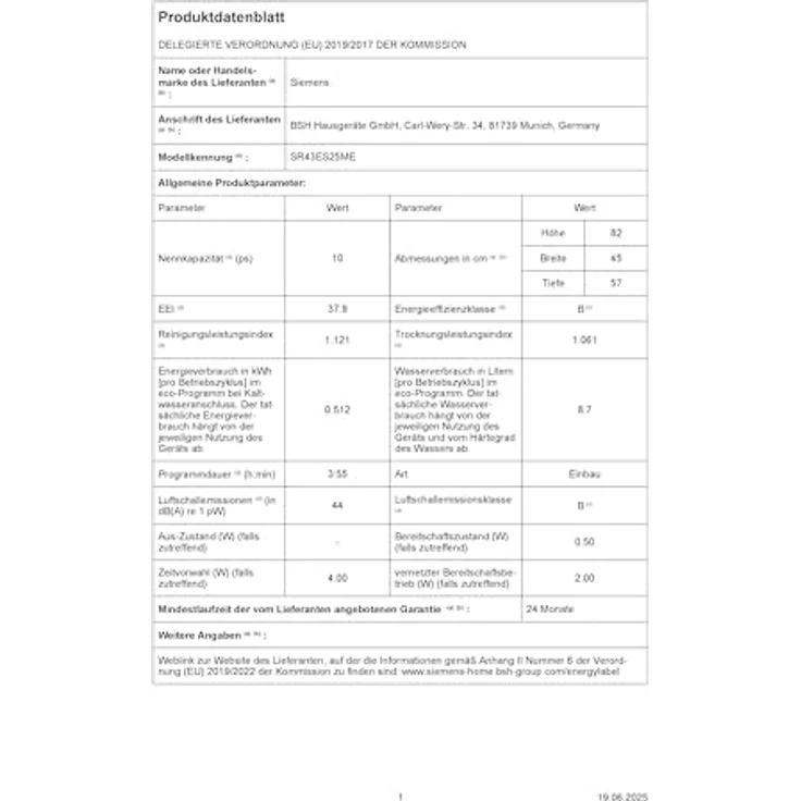 Siemens SR43ES25ME Unterbau-Geschirrspüler, 45 cm, 10 Gedecke, 6 Programme, Hygienefunktion, Besteckschublade, energieeffizient Klasse B – Bild 15
