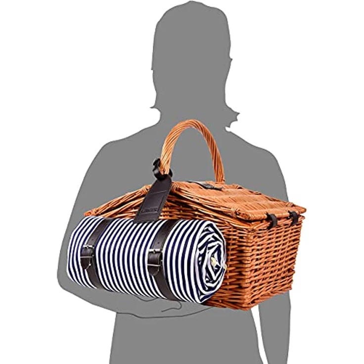 SÄNGER Picknickkorb Sylt (Set, 24 St., 4 Personen), inkl. Picknickdecke & Geschirr, Weidekorb mit integrierter Kühltasche, Porzellanteller & Kunststoffgläser – Bild 6