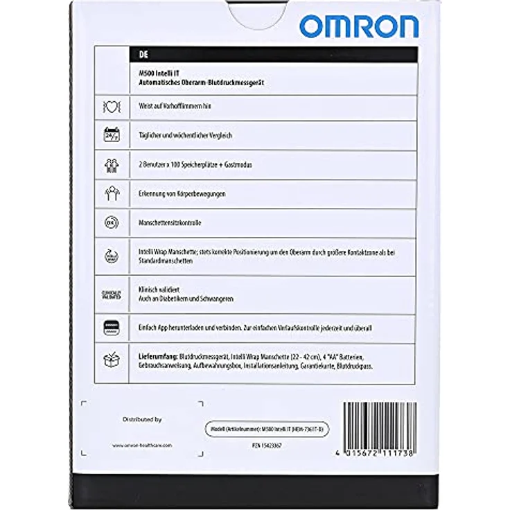 Omron M500 Intelli IT Blutdruckmessgerät Oberarm-Messung inkl. 200 Speicherplätze – Bild 2