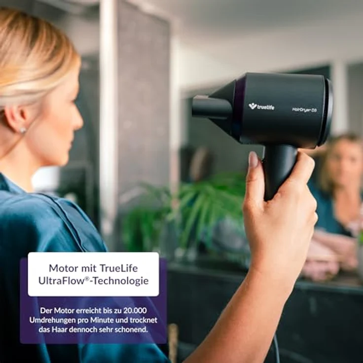 TrueLife Haartrockner TrueLife HairDryer D3, Ionisator, 2 Geschwindigkeiten, 4 Temperaturen, leise (schwarz) – Bild 2