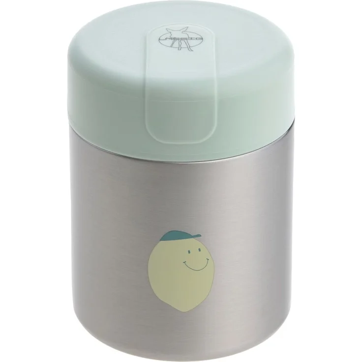 LÄSSIG Baby Kinder Thermo Warmhaltebox Brei Snacks auslaufsicher Edelstahl 315 ml/Food Jar Happy Fruits Lemon