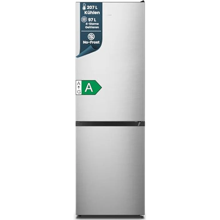 homeX CFSN3041A-S, Kühl-Gefrier-Kombination No Frost, 304 Liter, freistehend, leise 35 dB, Silber – Bild 1