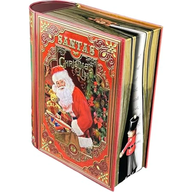 MediMuc Große Buchdose Santa´s List - aufwändig geprägt und bedruckt. Der Weihnachtsmann bereitet sich vor - Vol. 3,0l - Maße: (L x B x H): 24,5 x 21,3 x 9,0cm – Bild 1