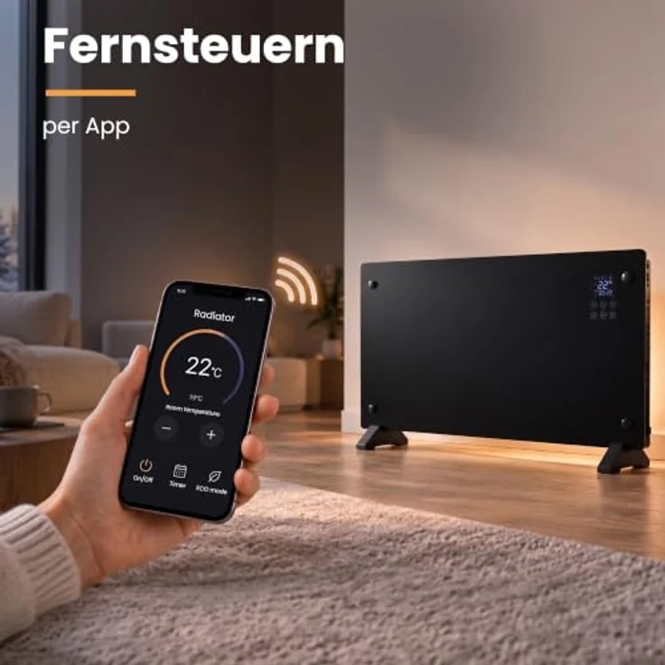 Extralink SMART GLASS PANEL HEATER, 2000W Infrarotheizung mit WLAN und Thermostat, Schwarz – Bild 3