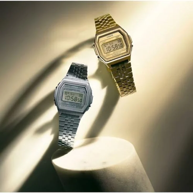 Casio A1000G-9EF, Unisex Digitaluhr Vintage Iconic in Gold mit Stoppuhr, Alarm und Beleuchtung – Bild 2