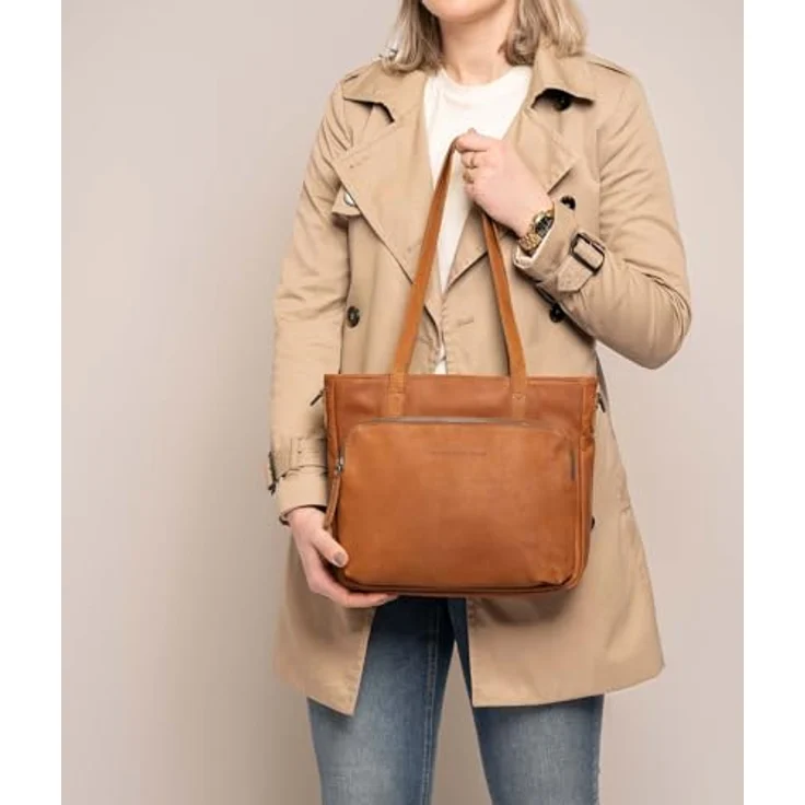 The Chesterfield Brand Shopper Alicante, gewachstes Rindleder, hellbraun, 35 x 14 x 26 cm – Bild 3