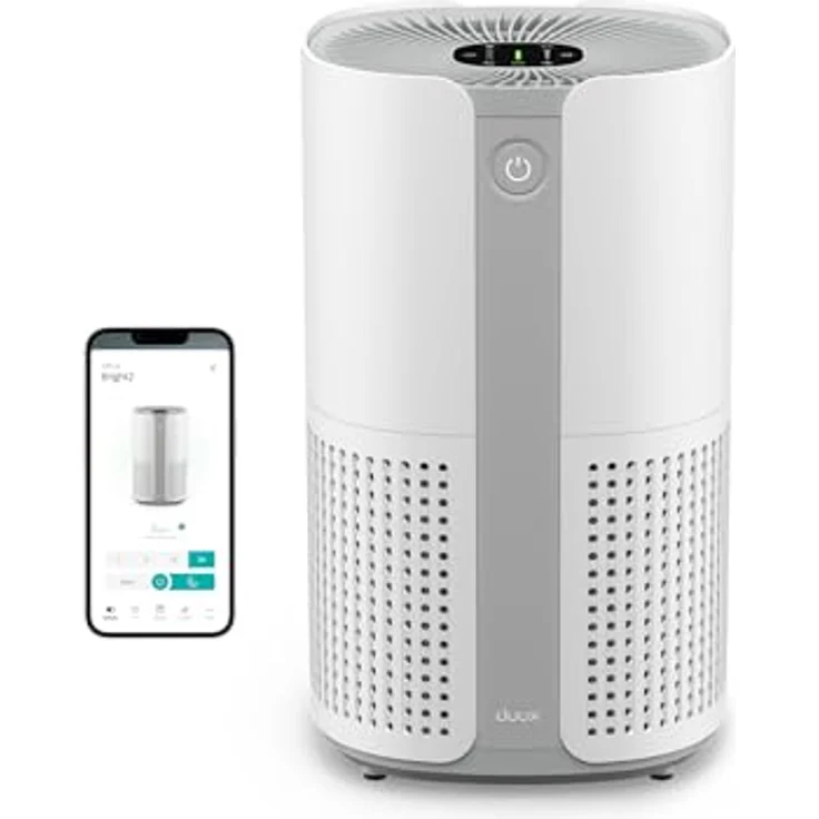 Duux Bright 2, Smart Luftreiniger mit 210 CADR, automatisierter Luftqualitätsanzeige, Ionisator und 99,97% Filterung bis 42m² - Weiß – Bild 1