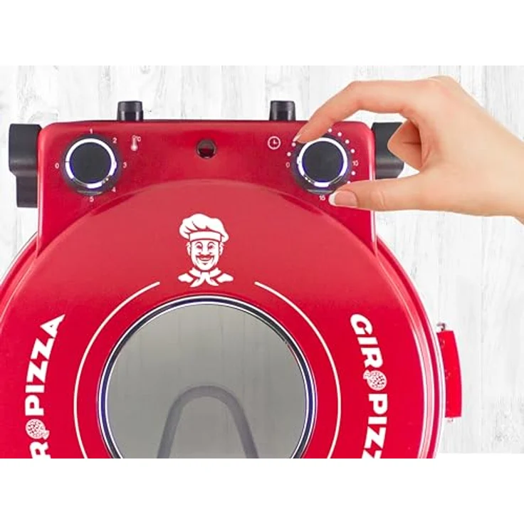 Beper P101CUD301 Pizzaofen mit Bullauge, 400°C, 31 cm Keramikplatte, 5 Kochstufen, 15-Minuten-Timer, wärmeisolierte Griffe, Edelstahlpaddel – Bild 5