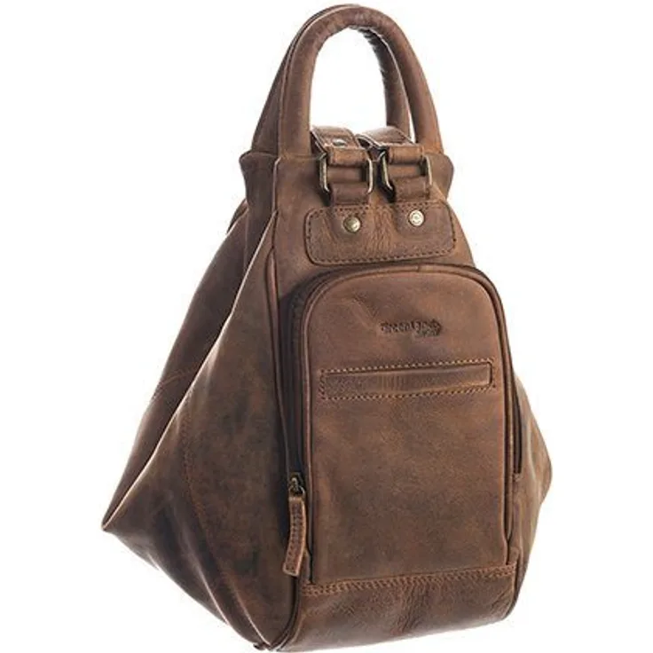 GreenLand Nature Cityrucksack Montenegro, 3-in-1 Bag aus Rindsleder, in Braun