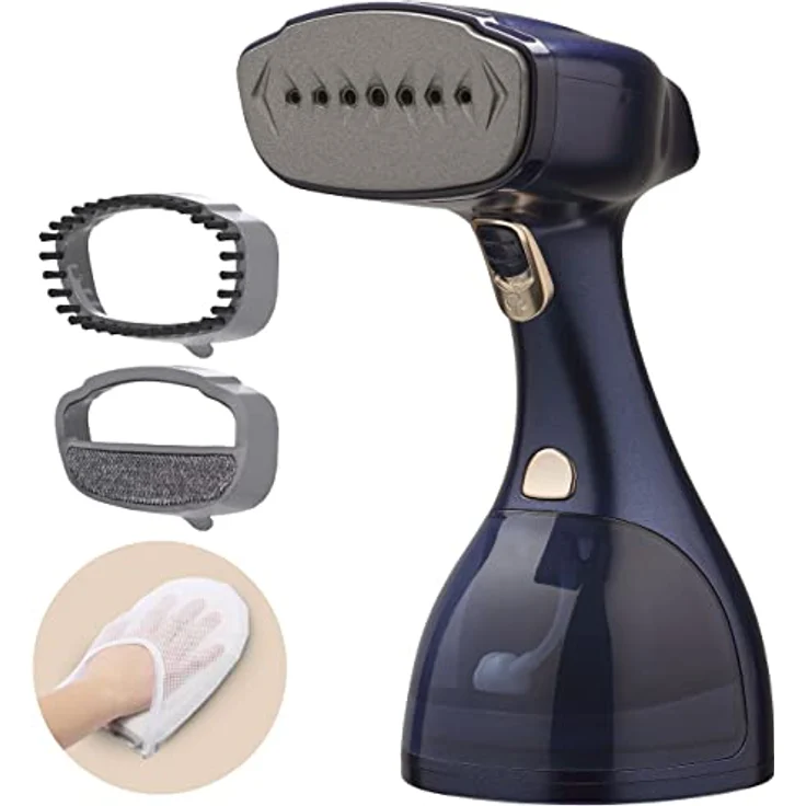 LEBENLANG Steamer Dampfglätter 1500W & 25g/min LCD - 300ml Dampfbürste mit Bügelhandschuh - Dampf Glätter Taschensteamer - Kleidung Bügeln Steam Iron & Go Reisebügeleisen Mini Reise Dampfbügeleisen – Bild 1