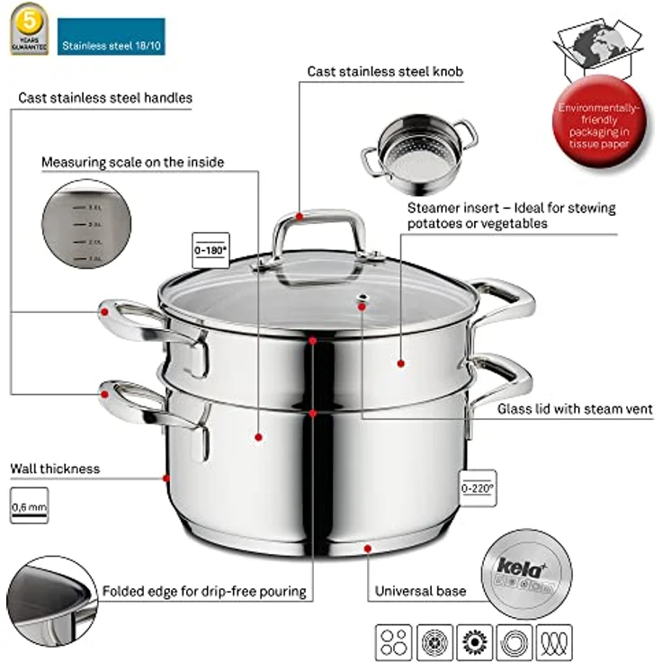 Kela 10190 Flavoria Universal-Dünster, 18/8 Stainless Steel – Bild 4