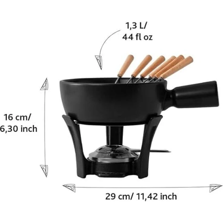 BOSKA Käse Fondue-Set Nero, Keramik, braun-Silber-schwarz, 30 x 22 x 19 cm – Bild 4