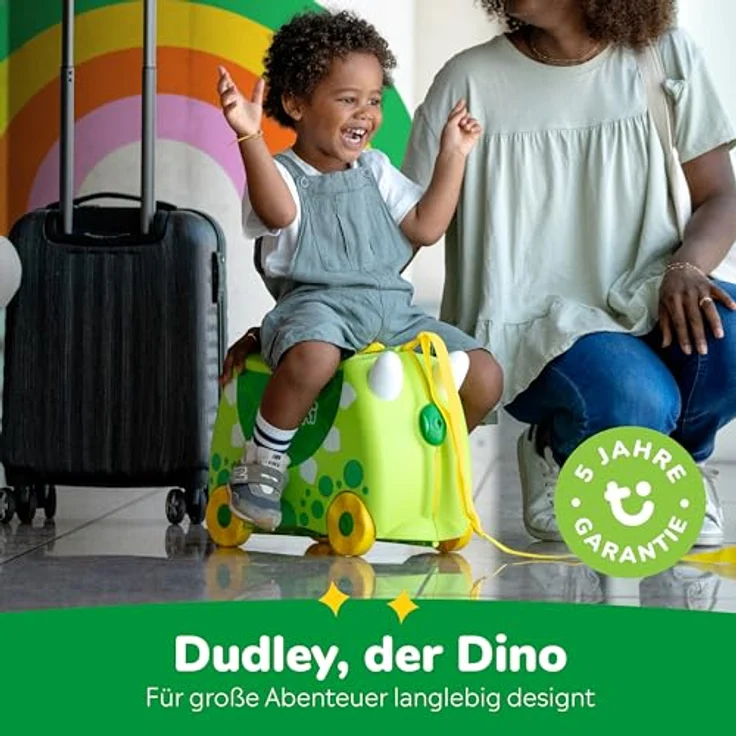 TRUNKI Kinderkoffer Dudley Dinosaurier | Handgepäck mit 18 Liter Kapazität | Trolley zum Draufsitzen | Reisegeschenk für Jungen und Mädchen (Grün) – Bild 5