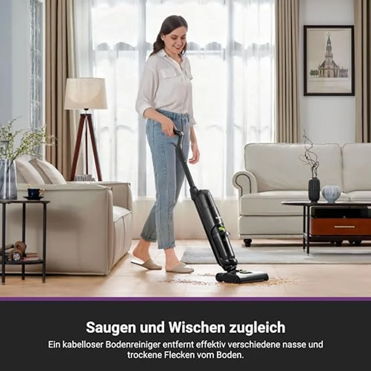 Eureka NEW400, Schnurloser Nass-Trocken-Besen Staubsauger mit 600-ml-Frischwassertank, selbstreinigend, schwarz – Bild 2