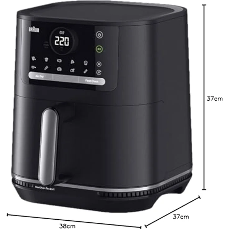 Braun Heissluftfritteuse HF 5050 BK 5,7l, 2-in-1 Air Fryer und Ofen mit 15 Programmen, Touch-Display, spülmaschinenfeste Teile – Bild 3